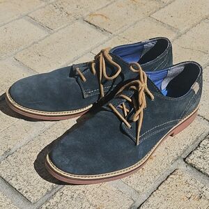Mark Nason Navy Suede Oxfords with Tan Laces